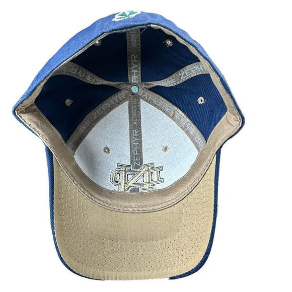Vtg. Zephyr Notre Dame Fighting Irish Navy Fitted sz. 7 1/4 Embroidered HAT NWOT - Picture 2 of 6